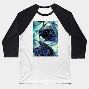 Abstract Blue and Green Roses Baseball T-Shirt